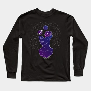 Galaxy Planets and Deep Thinking Long Sleeve T-Shirt